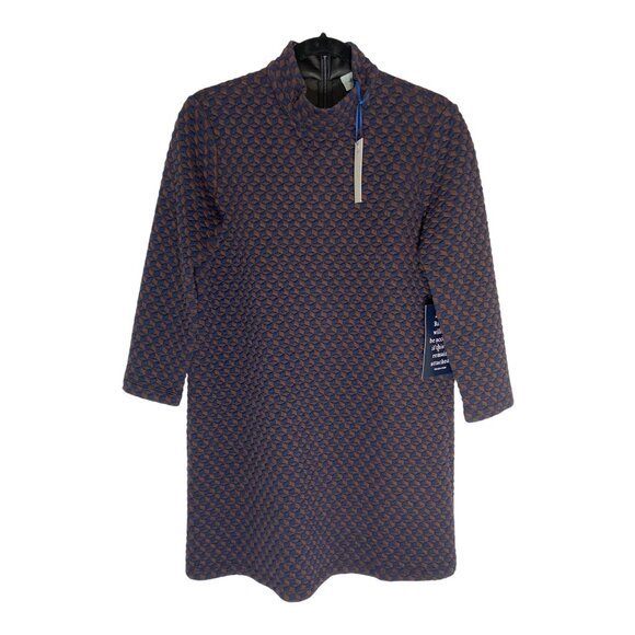 Tuckernuck Dresses & Skirts - NWT Tuckernuck Navy & Brown Geometric Print Quilted Mock Neck Dress-sz Medium